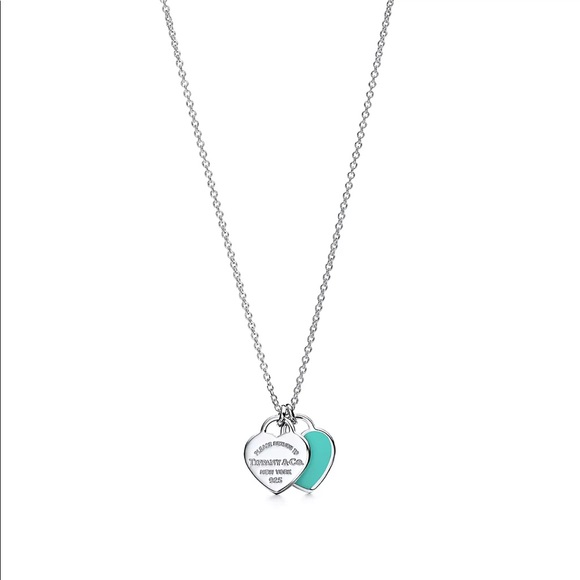 ⭐️SOLD⭐️ AUTHENTIC Tiffany & co double heart necklace ( blue) - Picture 1 of 4